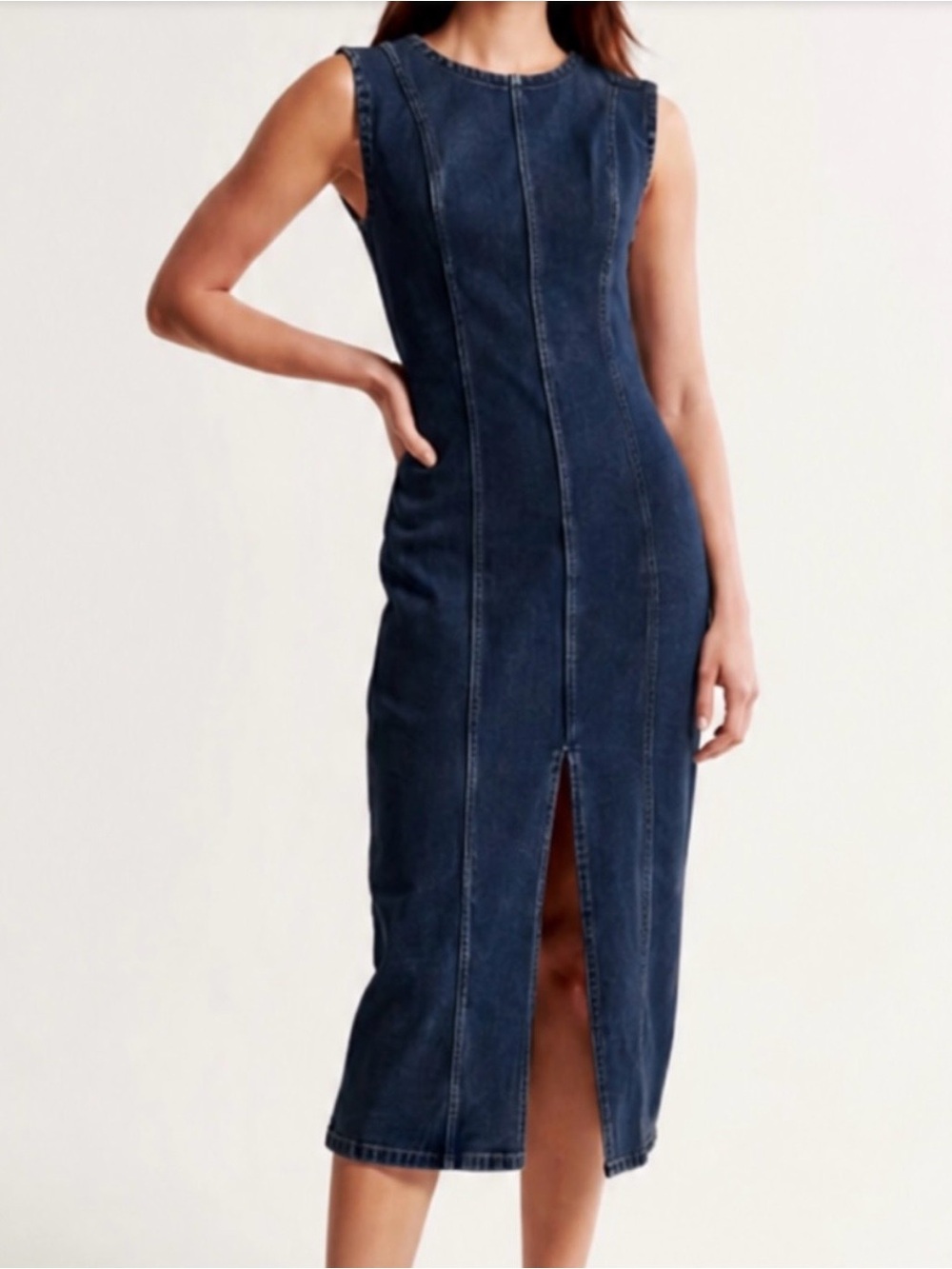 A&F Midi Shell Dress in Dark Denim